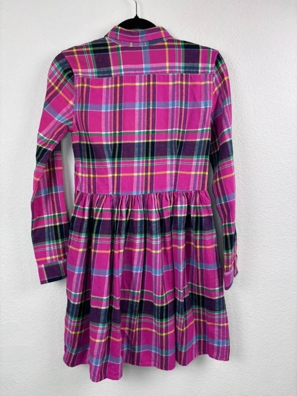 POLO Ralph Lauren girls 16 pink plaid long sleeve flannel dress preppy NWT